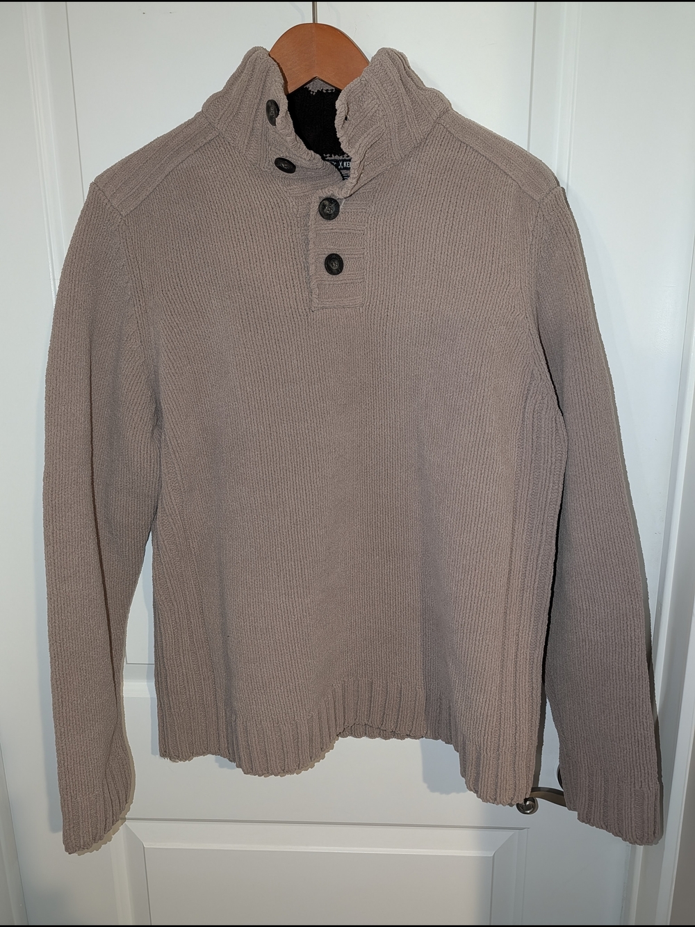 ⭐3 For $20⭐ Men's Button Mock Neck Sweater - Taupe